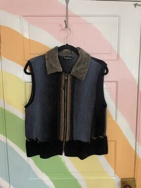 Vintage K.d. Spring Small Mixed Media Fleece Vest Wearable Art USA
